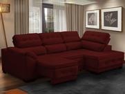 Sofá Canto Chaise Luiza 5 Lug Retrátil Reclinável 250Cm Mola Bonnel Pillow Suede Vermelho - SóSofá