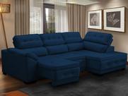 Sofá Canto Chaise Luiza 5 Lugares Retrátil Reclinável 250Cm Mola Bonnel Pillow Veludo Azul - SóSofá Sofá Canto Chaise Luiza 5 Lugares Retrátil Reclinável 250Cm Mola Bonnel Pillow Veludo Azul - SóSofá