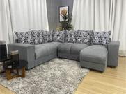 Sofá Canto Cinza com Floral 605/37 Áustria