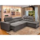 Sofá Canto com Chaise Retrátil e Reclinável 5 Lugares 2,80x2,20m Cinza Sttilo Megasul Sofá Canto com Chaise Retrátil e Reclinável 5 Lugares 2,80x2,20m Cinza Sttilo Megasul