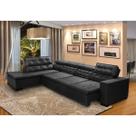 Sofá Canto com Chaise Retrátil e Reclinável 7 Lugares 360x220cm Preto Sttilo Megasul