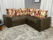 Sofá Canto Marrom com Floral 603/66 Belo