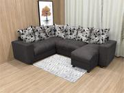 Sofá Canto Marrom Escuro com Floral 503/33 Áustria Sofá Canto Marrom Escuro com Floral 503/33 Áustria