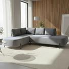 Sofá Canto Orgânico 4 Lugares 265cm Base de Ferro Chaise Esquerda Luna Yescasa Cinza
