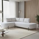 Sofá Canto Orgânico 4 Lugares 265cm Base de Ferro Chaise Esquerda Luna Yescasa