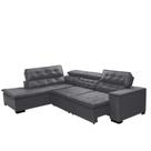 Sofá Canto Reclinável Reclinável 4 Lugares Chaise Pillow 280x220cm Cinza Sttilo Megasul