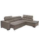 Sofá Canto Reclinável Reclinável 5 Lugares Chaise Pillow 280x220cm Bege Sttilo Megasul