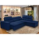 Sofá Canto Retrátil Reclinável Chaise 5 Lugares 2,80x2,20m Azul Sttilo Megasul Sofá Canto Retrátil Reclinável Chaise 5 Lugares 2,80x2,20m Azul Sttilo Megasul