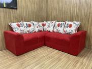 Sofá Canto Vermelho com Floral 608/86 Belo