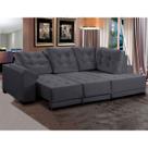 Sofá Chaise Canto 5 Lugares 250 Cm Mola Bonnel Cama Retrátil D26 Luxury Suede Cinza - SóSofá Sofá Chaise Canto 5 Lugares 250 Cm Mola Bonnel Cama Retrátil D26 Luxury Suede Cinza - SóSofá