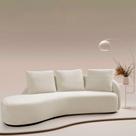 Sofá Chaise Decorativa Emilia 250cm com Almofadas Linho Bege Claro G92 - Gran Belo