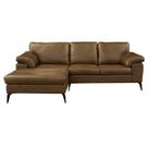 Sofá Chaise Esquerdo 3 Lugares Maitê 272cm Couro Marrom - Sallar Home