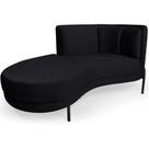 Sofá Chaise Esquerdo Sala de Estar Penélope Base Preto Veludo Preto - Nexta Casa