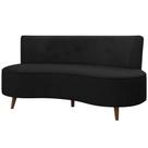 Sofá Chaise Living 2 Lugares 160cm Para Sala Istambul K01 Veludo Preto - Lyam Decor