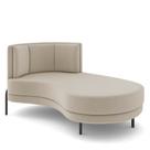 Sofá Chaise Longue Sala de Estar Living Lucca Direito D02 Veludo Bege D-309 - Lyam Decor