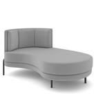 Sofá Chaise Longue Sala de Estar Living Lucca Direito D02 Veludo Cinza D-317 - Lyam Decor