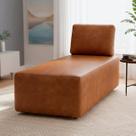 Sofá Chaise Modular 74cm Sala de Estar Sintético Caramelo Z32 - Mpozenato