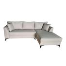 Sofá Chaise Pierri Lado Direito Tecido Linho Pé Aço Preto 240x160cm