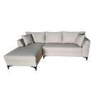 Sofá Chaise Pierri Lado Esquerdo Tecido Linho Pé Aço Preto 240x160cm