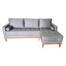 Sofá Chaise Resty Lado Direito Tecido Suede Pé Base Madeira 220x140cm