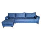 Sofá Chaise Resty Lado Esquerdo Tecido Suede Pé Aço Preto 260x140cm