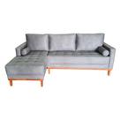 Sofá Chaise Resty Lado Esquerdo Tecido Suede Pé Base Madeira 220x140cm