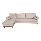 Sofá Chaise Resty Lado Esquerdo Tecido Suede Pé Base Madeira 250x140cm