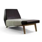 Sofá Chaise Vega Linho Cinza B-439 com Corano Preto B-98 - D'Rossi