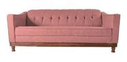 Sofá Chesterfield 3 Lugares Aruam Suede Rosa