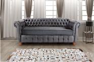 Sofa Chesterfield Bourbon Suede 3 Lugares Cinza Almofada Solta