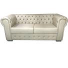 Sofá Chesterfield Capitonado em material sintético Bege - 2 Lugares