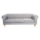 Sofá Chesterfield Capitone Duque Linho Cinza 1,80cm