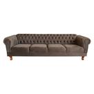 Sofá Chesterfield Capitone Duque Suede Cinza Camurça 2,30