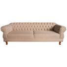 Sofá Chesterfield Capitone Elisabeth Linho Bege 1,80