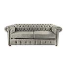 Sofá Chesterfield Capitone Luis XV Vicenzo Cinza Couro Eco 1,80 / Decoracao, sala tv estar, recepçao