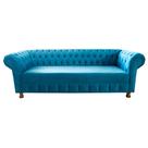Sofá Chesterfield Capitone Luiz XV Suede Acqua 1,80M / Decoracao, sala tv estar, recepçao