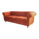 Sofá Chesterfield Capitone Luiz XV Suede Terracota 1,80cm Sofá Chesterfield Capitone Luiz XV Suede Terracota 1,80cm