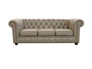 Sofá Chesterfield de Couro 3 Lugares - Avelã
