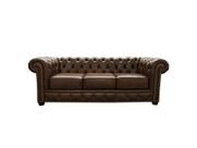 Sofá Chesterfield de Couro 3 Lugares Marrom Bicolor - Mempra Design