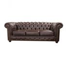 Sofá Chesterfield De Couro 3 Lugares Preto Iguana - Mempra