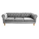 Sofa Chesterfield Duque Veludo Cinza Prata 2M Sala Recepcao Barbearia