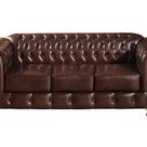 Sofá Chesterfield Luís Xv 3 Lugares Retrô Decoração Marrom Café