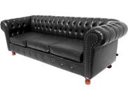 Sofá Chesterfield Luiz XV 1,80 cm Corano Preto sala de estar/recepção/ barbearia