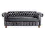 Sofá Chesterfield Luiz XV 1,80cm Suede Cinza Chumbo sala de estar/recepção/ barbeariaS