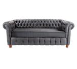 Sofá Chesterfield Luiz XV 2,00M Suede Cinza Chumbo sala de estar/recepção/ barbearia