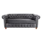 Sofa Chesterfield Luiz XV Cinza Camurca 1.80 Sala Recepcao Barbearia