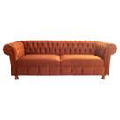 Sofa Chesterfield Luiz XV Terra Cota 2.30M Sala Recepcao Barbearia