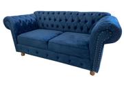 Sofá Chesterfield Luiz XV Veludo Azul Marinho 1,80cm