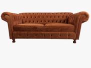 Sofá Chesterfield Luiz XVCapitonê 2,00m Suede Terracota SALA/RECEPÇÃO/BARBEARIA
