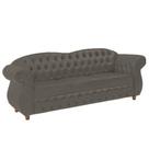 Sofá Chesterfield Merlo 3 lugares 1,80 - Veludo Cinza Camurça / Decoração, recepção, Barbearia, sala tv estar